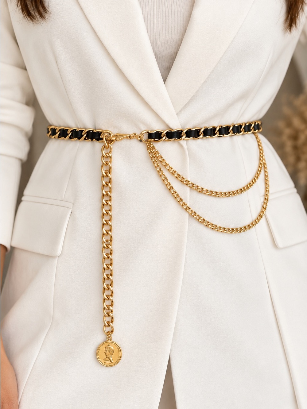 Gold&Black Chain Waist Belt